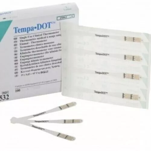 10 Single Strips  x TempaDOT Single Use Disposable Thermometer