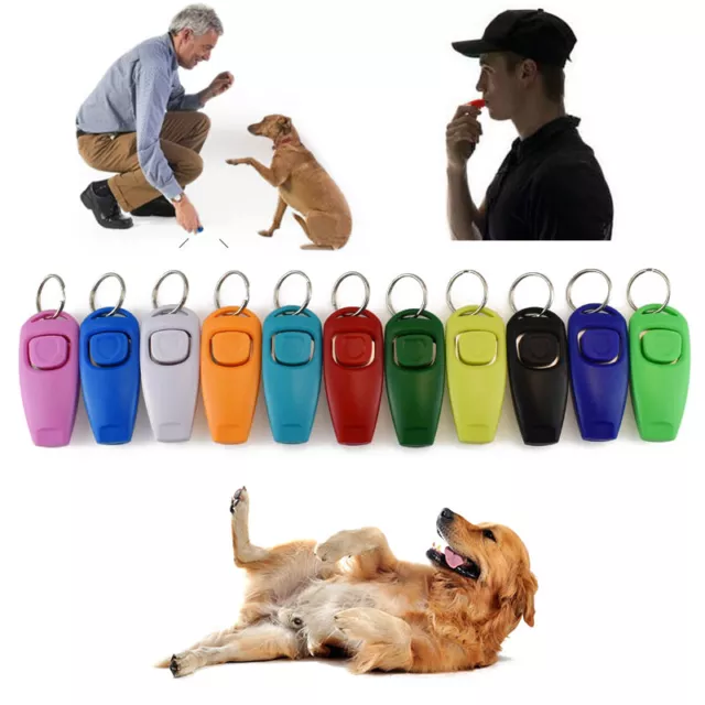 1x Dog Training Clicker Whistle Keyring in Easy Puppy Dog Pet Obedience Agility☆ 3