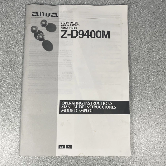 AIWA Z-D9400M MANUAL OPERATING INSTRUCTIONS GUIDE £9.95 - PicClick UK