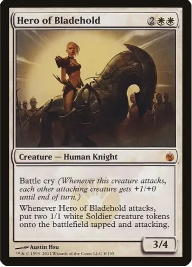 MTG Hero of Bladehold Mirrodin Besieged (MBS) #8/155 Regular Mythic Knight - LP