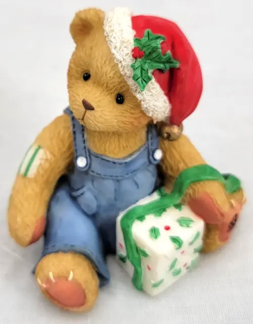 Cherished Teddies 707317 Boy With Overalls And Santa's Hat Mini Figurine