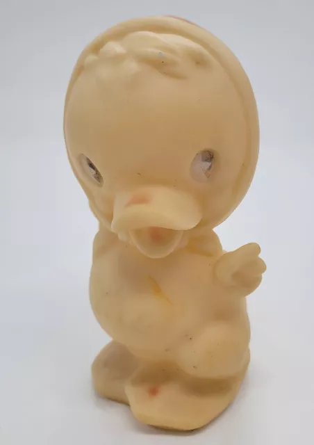 Vintage Toy Duck Squeaky With Head Scarf Squeak 4.5" Vinyl Rubber Chick