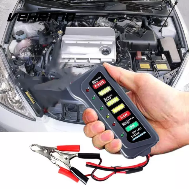 12V 6 Led Tester Digitale Per Verifica Controllo Batteria Alternatore Auto Moto