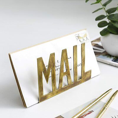 Vintage Brass Metal "Mail" Cutout Design Desktop Organizer Mail Sorter / Holder