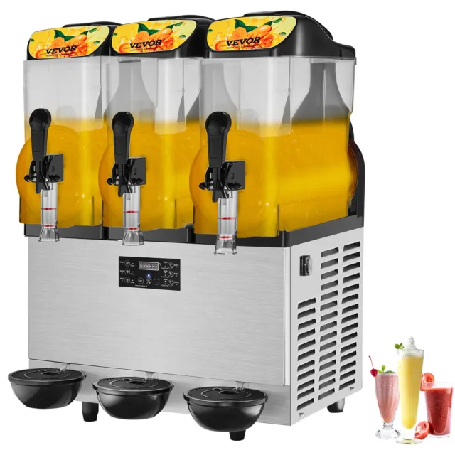 VEVOR 3x12L Commercial Slushie Machine Margarita Smoothie Frozen Drink 1100W