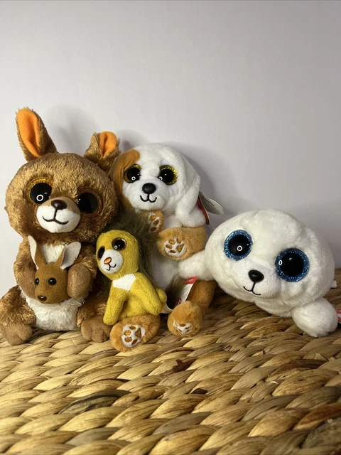 ty beanie boos lot. kipper kangeroo Ruggles dog Icy sea lion louie the lion 3”