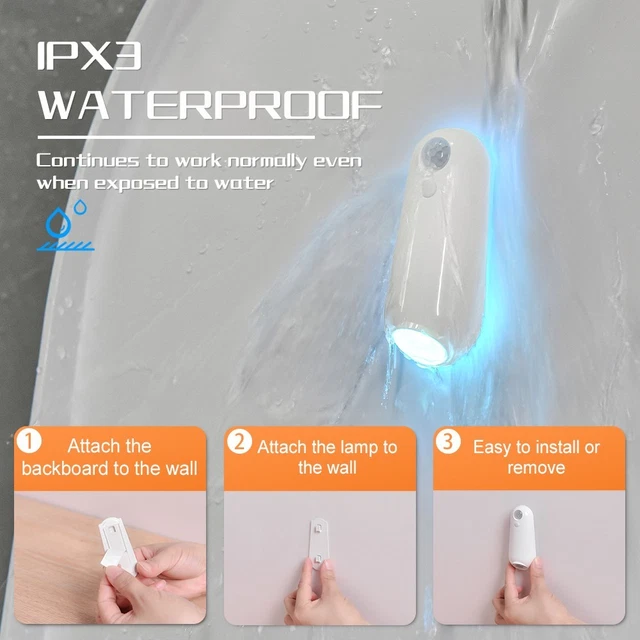 3 Rgb Led Sensor MOTION SENSOR TOILET Night Light RGB 7-Color LED Rechargeable Bowl Lamp ...