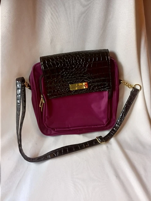 Samantha Brown Peacock Burgun w/ Black Croco RFID Travel Crossbody Handbag Purse