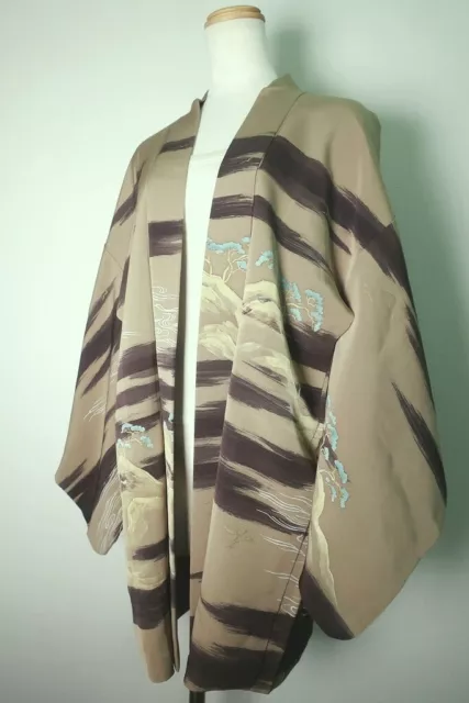 8524F3 Silk Vintage Japanese Kimono Haori Jacket Landscape