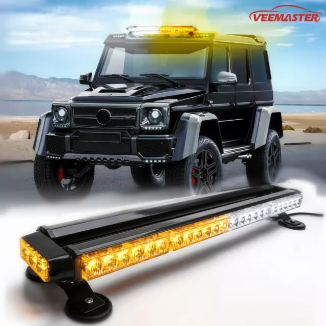 54 LED Emergency Light Bar Rooftop Double Side Strobe Warning Light Amber/White