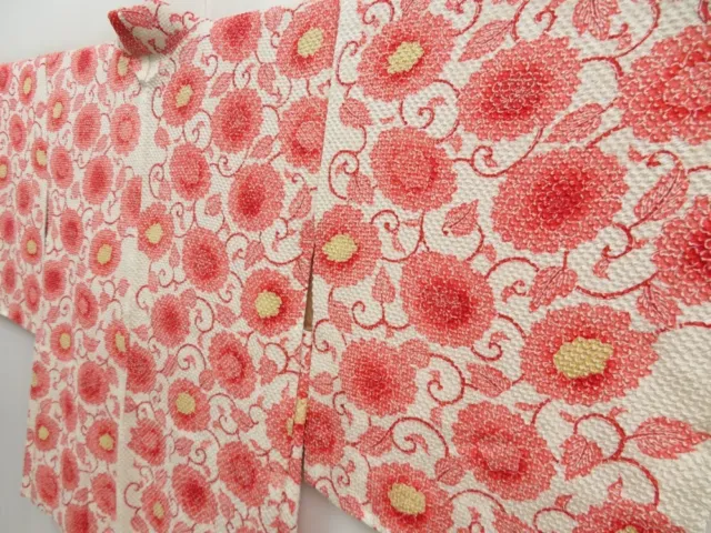 2909T09z620 Vintage Japanese Kimono Silk SHIBORI HAORI Chrysanthemum 2