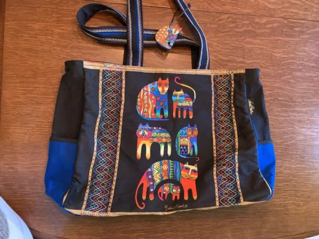 Laurel Burch Colorful Cats Large Zippered Tote Bag - NWOT