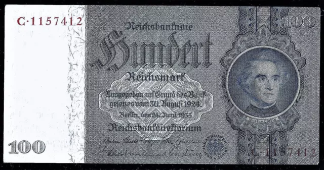 Deutsches Reich Reichsbanknote  100 Reichsmark  24.6.35 Ros. Nr. 176 a   Erh. 1-