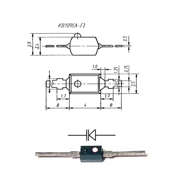 KV109B / BSW409B / ex-URSS diode Varicap QTY = 20 Neuf 3