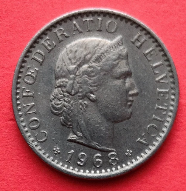 Moneta  Svizzera   , 20 centesimi  del 1968 ,    circolata