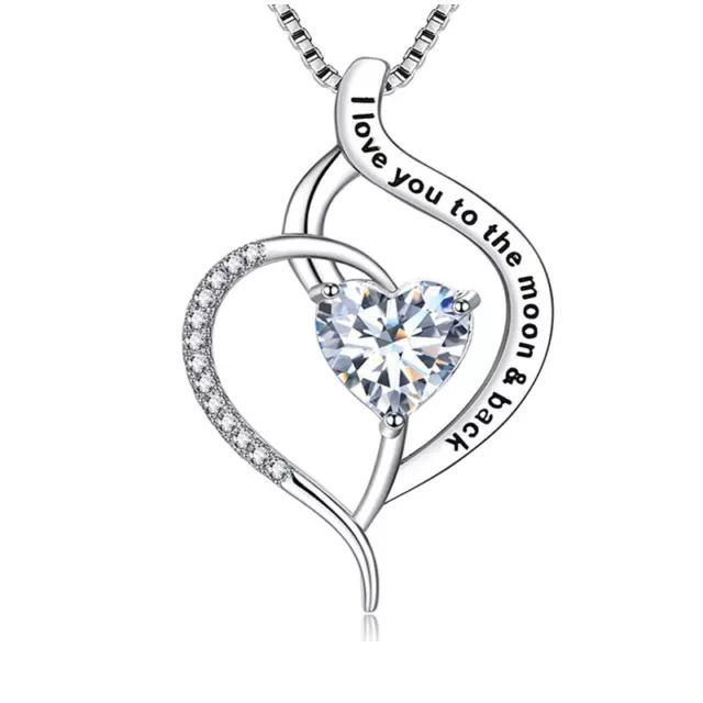 I Love You To The Moon And Back" Love Heart Necklace Jewelry Mother’S Day Gifts