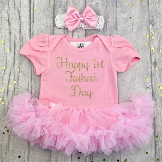 BABY GIRL FATHERS DAY TUTU ROMPER, Newborn Gift, Gold Glitter 1st Father's Day