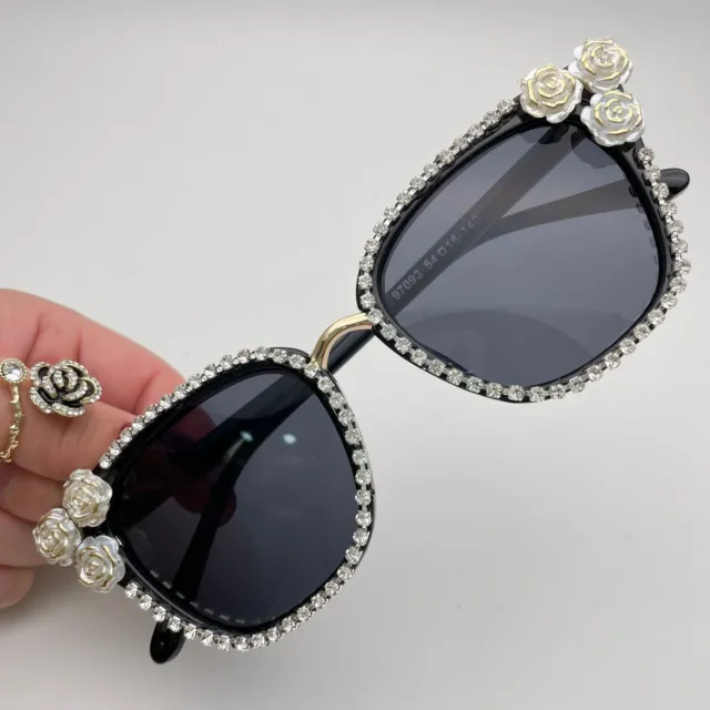 Sunglasses UV400 Bling Colorful Rhinestone Square Personalized For Party K