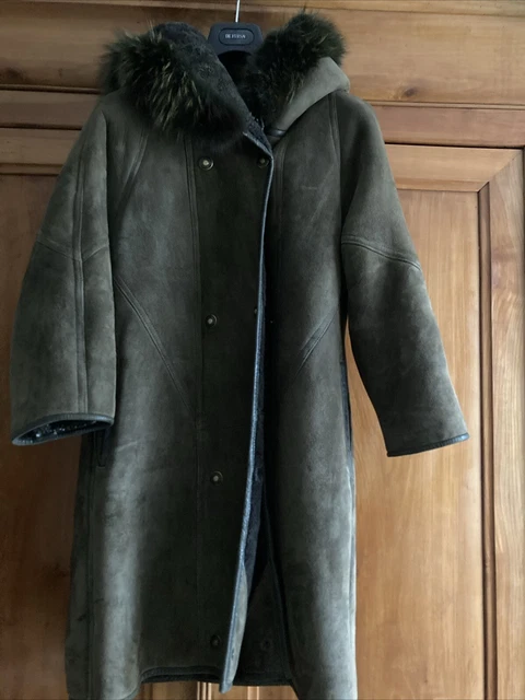 Manteau Caroll Imitation Peau Lainée - Taille 36/38, Marron, état Comme Neuf