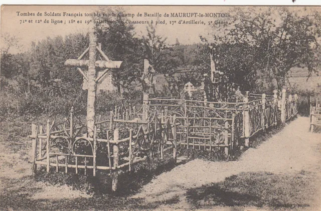CPA GUERRE 14-18 WW1 MARNE MAURUPT-LE-MONTOIS tombes soldats français