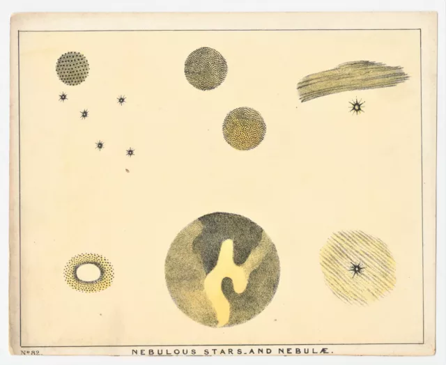 Antique Print "Nebulous Stars_and Nebulae (N.82)" C. F. Blunt-D. Bogue, 1845