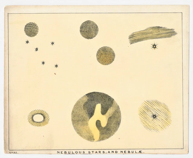 Antique Print "Nebulous Stars_and Nebulae (N.82)" C. F. Blunt-D. Bogue, 1845