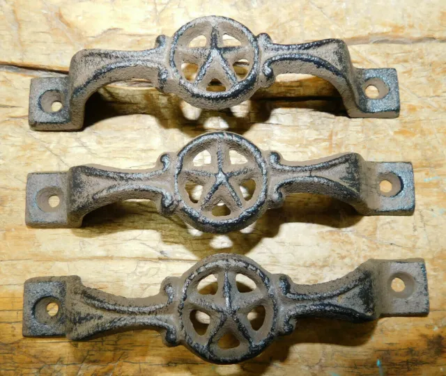 12 Large Cast Iron Antique Style STAR Barn Handle Gate Pull Shed Door Handles