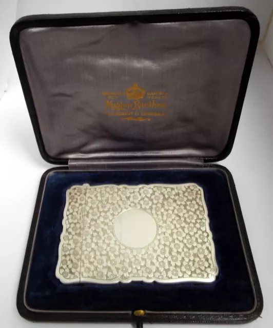 Superb George Unite English Antique 1904 Sterling Silver Card Case In Orig Box