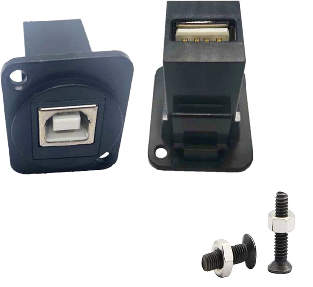 SHANFEILU USB 2.0 D Panel Mount Connector USB B to USB A Adapter Solderless to