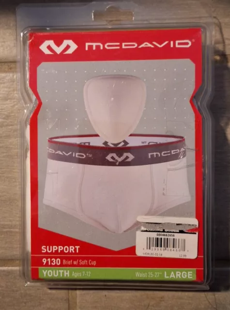 McDavid Classic Youth Brief 9130 with Soft Foam Cup White 25"-27" Size Large