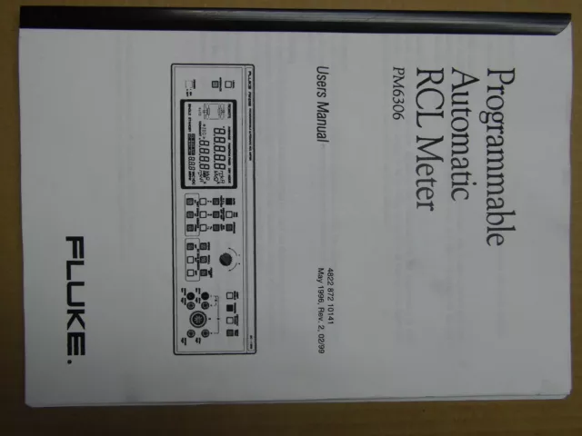 User's manual pour programmable automatic RCL meter Fluke PM 6306 (en anglais)