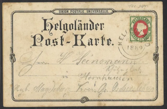 Altdeutschland Helgoland 1889 Postkarte MiNr. 14 Litho Ansichtskarte Hornhausen