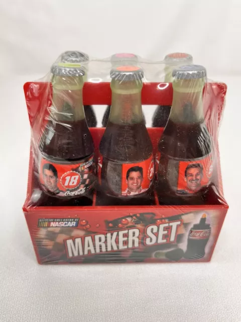 NASCAR Color Marker Set, Miniature 6-Pack Bottles, Coca-Cola Racing Family, NEW