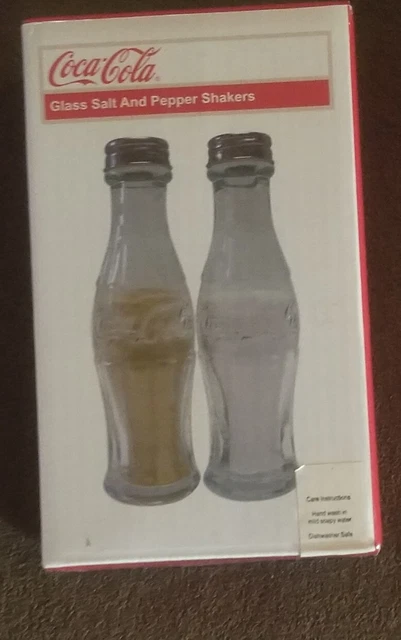 Coca Cola  Glass Salt Pepper Shakers ~ New In Box