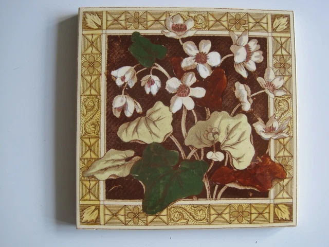 ANTIQUE VICTORIAN PRINT AND TINT WALL TILE - C1887 - PATTERN No.1112 RD 75879