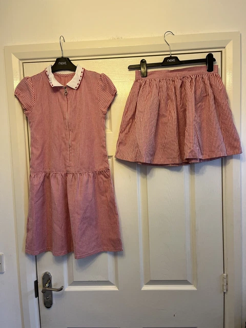 Tu Matalan Girls Red Gingham Summer Uniform Bundle Dress Skirt Age 10 Years
