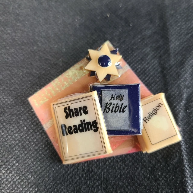 BOOK PINS by LUCINDA Glazed Resin Dimensional Brooch Bookworm Gift Teacher