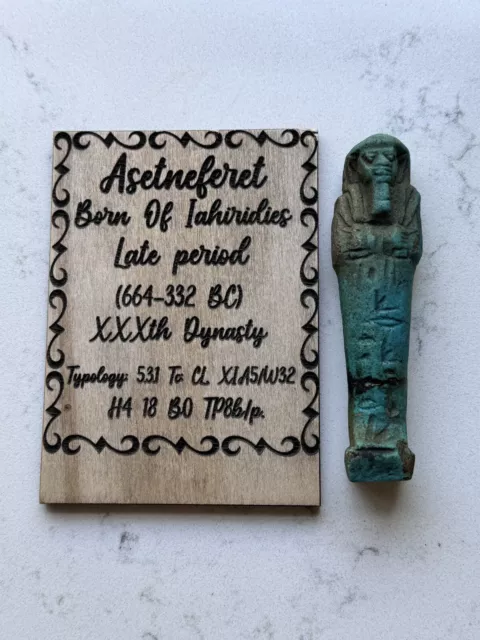 Ancient Egyptian Shabti of Asetneferet born of lahiridies 664-332 BC RARE