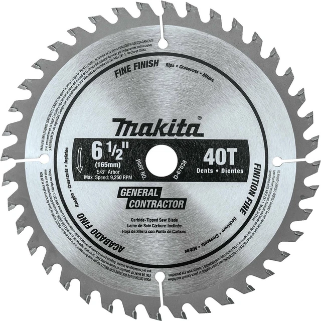 Makita D-67038 6-1/2-Inch 40T Carbide-Tipped Circular Saw Blade - Fine Finish