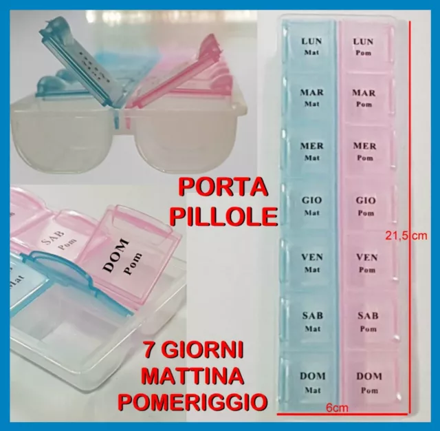 Porta Pillole Contenitore Portapillole Settimanale Pasticche Anziano Medicine