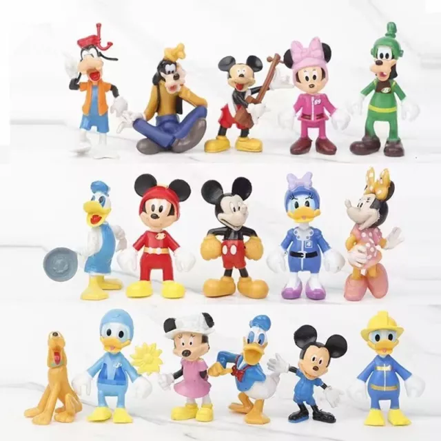 16pcs Mickey Minnie Mouse & Friend Donald Model Figures Cake Topper Decor Toys