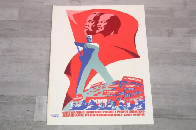 Russisches Propaganda Plakat Lithografie Russland 1960er Jahre (FP773)