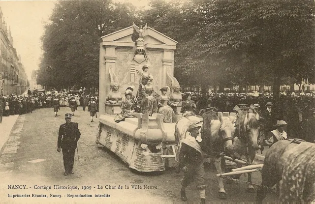 1909 Nancy Historical Procession Postcard New City Char