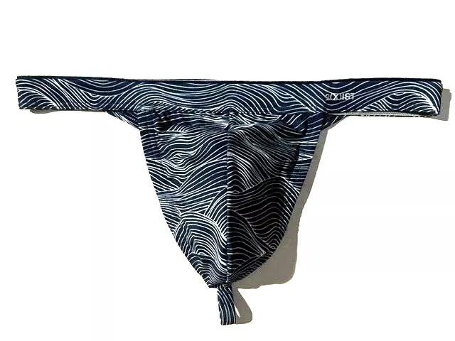 New 2(x)IST Mens Sliq Micro Navy Wave Print Thong String Underwear sz XL 2xist