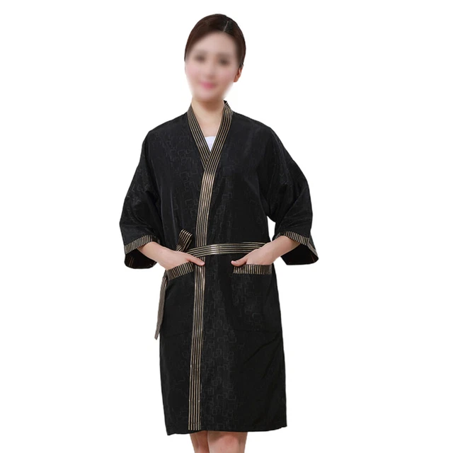 Vestido de salón peluquería clientes Smock Kimono Style Robe Cape para barbero, spa