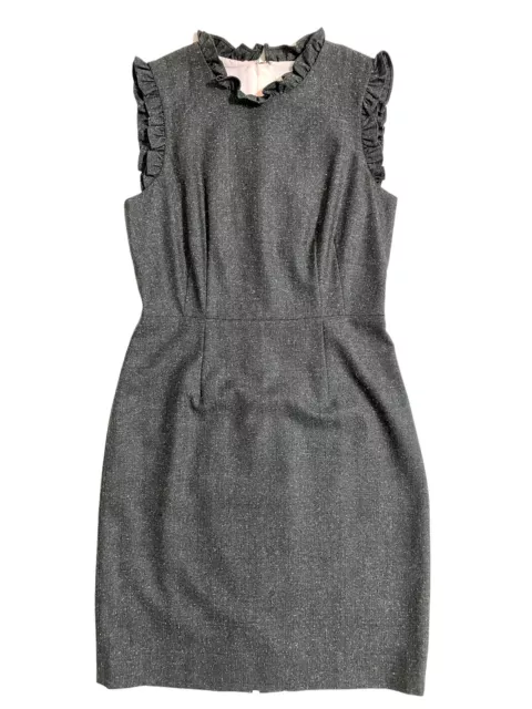 Rebecca Taylor Dress Gray Tweed Ruffle Sleeveless Pencil Dress SZ 8 NWT $450 3