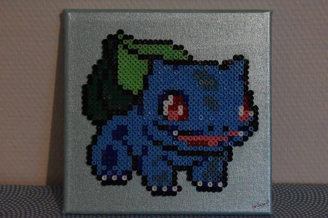 PIXEL ART / PERLES A REPASSER Bulbizarre 20x20cm, 9 couleurs de perles ...