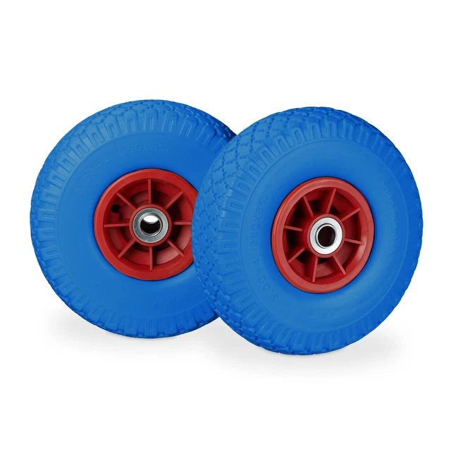 Lot 2 Roues Pour Diable 3.00-4 Caoutchouc Plein 260x85mm - Résistantes Jusqu'à 80kg - Relaxdays