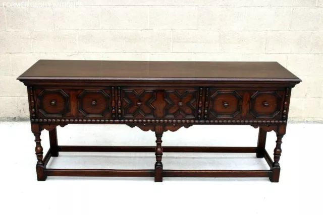 Jacobean Carved Oak Sideboard Dresser Base Hall Lamp Phone Table Server Tv Stand