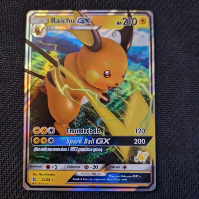 Raichu GX 20/68 - Versteckte Schicksale - Battle Academy Pikachu Briefmarke neuwertig